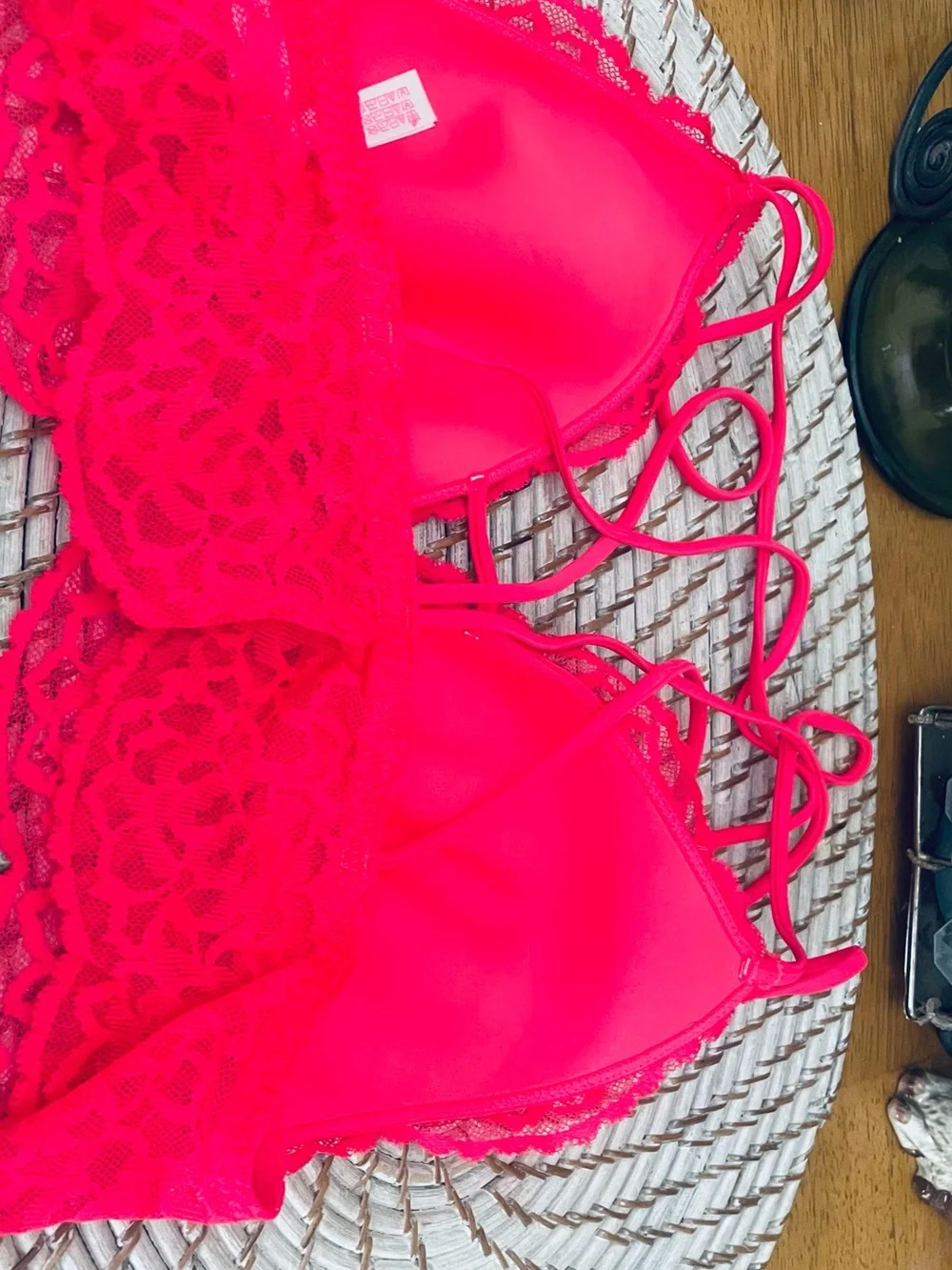 Victoria's Secret Hot Pink Lace Bralette with Strappy Back